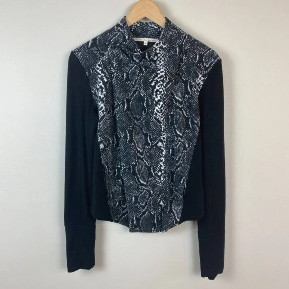 Rachel Rachel Roy Jacket M Black White Snake Print Soft‎ Stretch Knit Womens